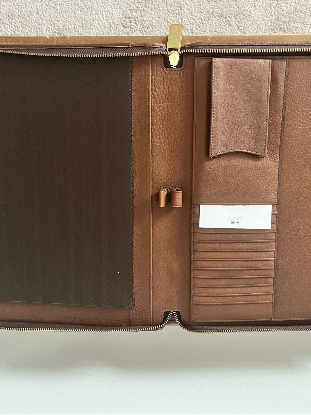 Coach Brown Leather Zip Portfolio Briefcase - Picture 3 of 4